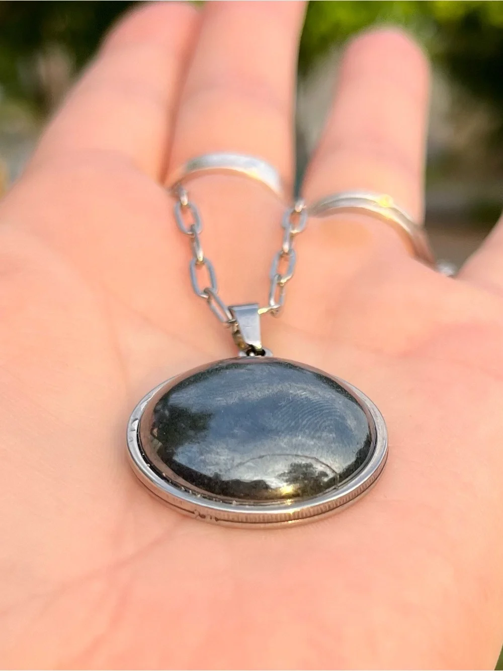 Hand made Hematite Round Pendant Necklace